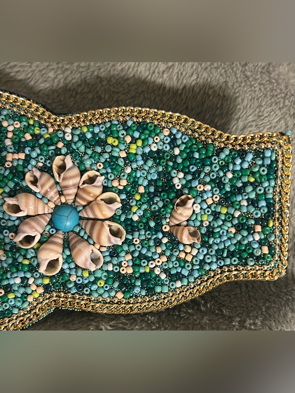 Angelina Turquoise Beaded Shell-Embellished Waist Belt - Picture 4 of 8